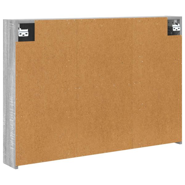 Шкаф с огледало за баня с рафт Сив Сонома 100 x 14,5 x 70 см