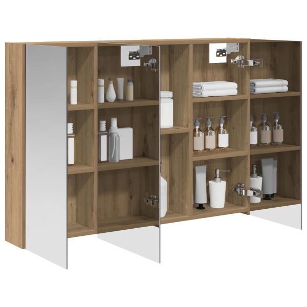 Шкаф с огледало за баня с рафт Дъб Артизан 100 x 14,5 x 70 см