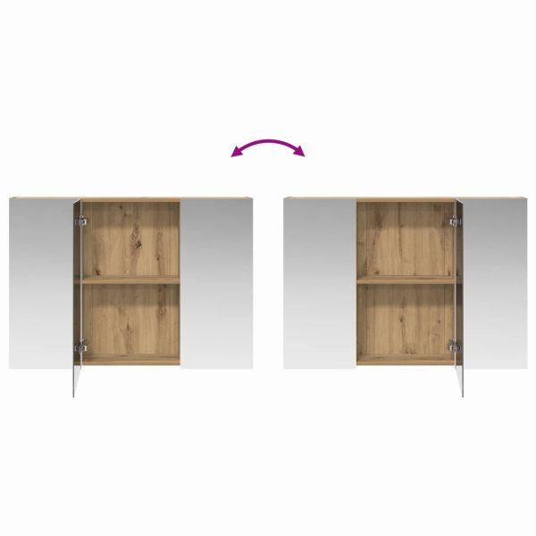 Шкаф с огледало за баня с рафт Дъб Артизан 100 x 14,5 x 70 см