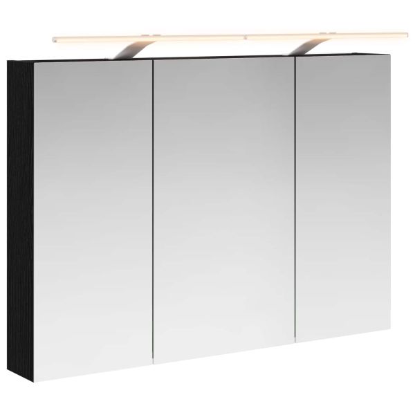 Шкаф с огледало за баня с рафт Черния дъб 100 x 14,5 x 70 см