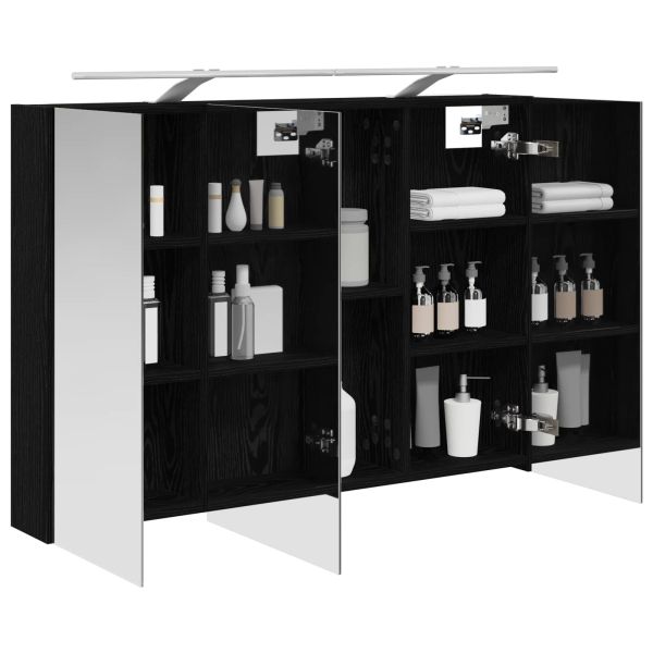 Шкаф с огледало за баня с рафт Черния дъб 100 x 14,5 x 70 см