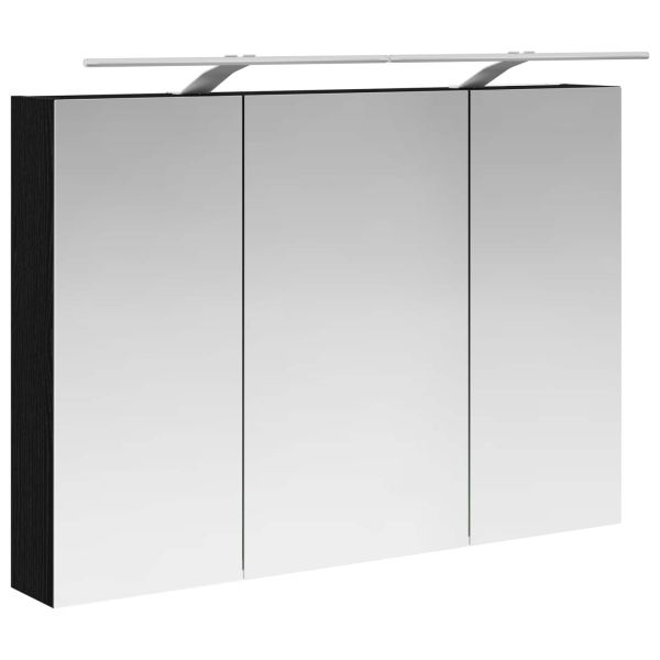 Шкаф с огледало за баня с рафт Черния дъб 100 x 14,5 x 70 см