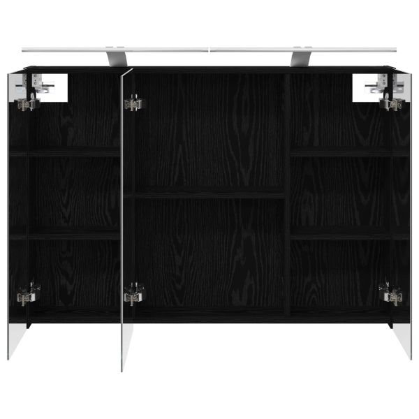 Шкаф с огледало за баня с рафт Черния дъб 100 x 14,5 x 70 см