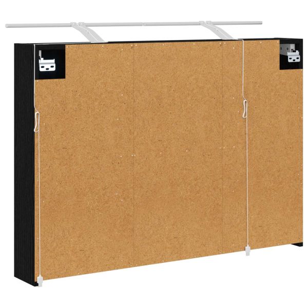 Шкаф с огледало за баня с рафт Черния дъб 100 x 14,5 x 70 см