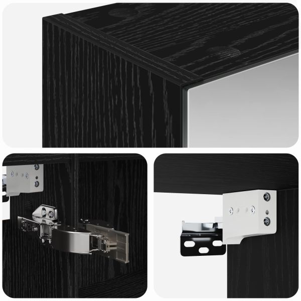 Шкаф с огледало за баня с рафт Черния дъб 100 x 14,5 x 70 см