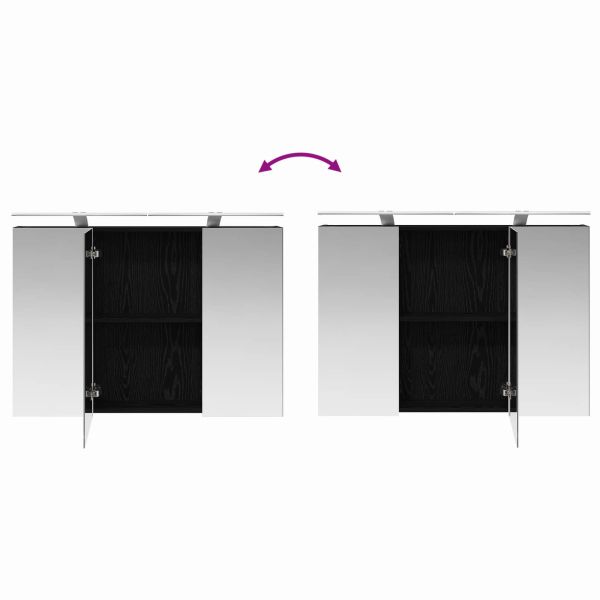 Шкаф с огледало за баня с рафт Черния дъб 100 x 14,5 x 70 см