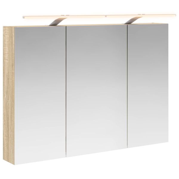 Шкаф с огледало за баня с рафт Сонома дъб 100 x 14,5 x 70 см