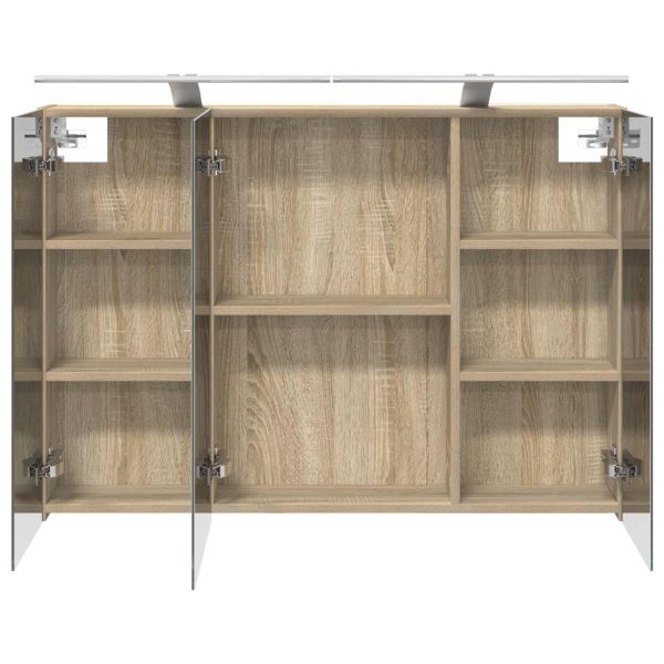 Шкаф с огледало за баня с рафт Сонома дъб 100 x 14,5 x 70 см