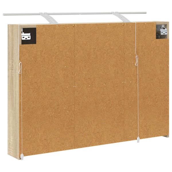 Шкаф с огледало за баня с рафт Сонома дъб 100 x 14,5 x 70 см