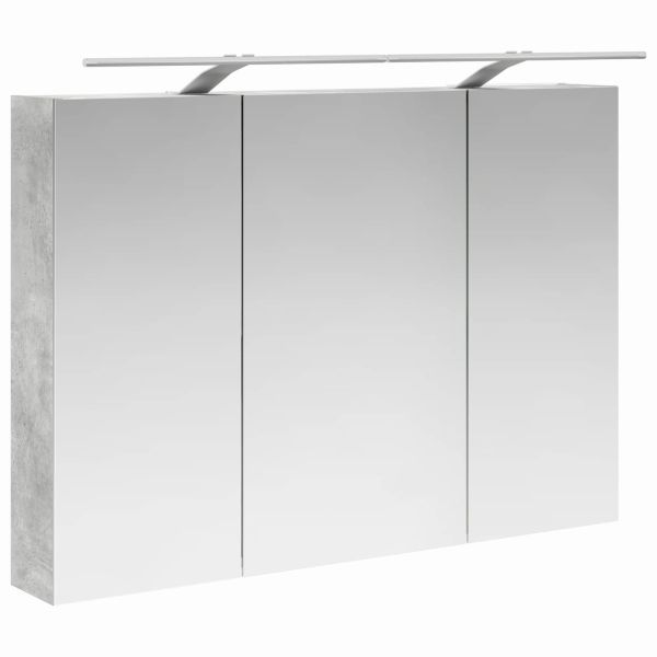 Шкаф с огледало за баня Циментено сиво 100 x 14,5 x 70 см