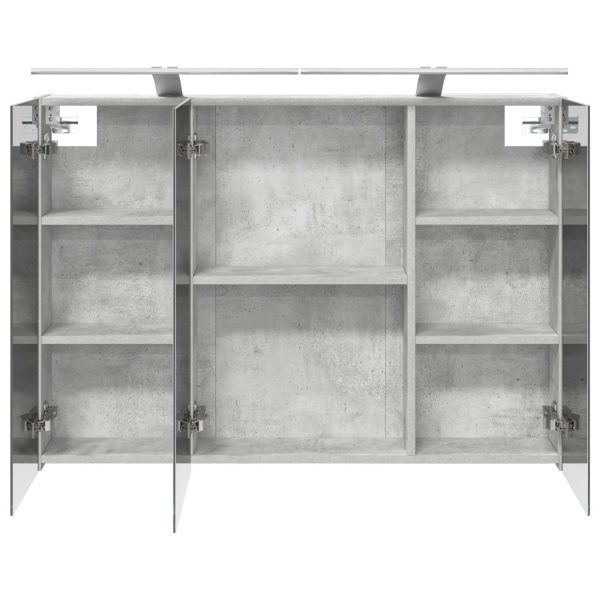 Шкаф с огледало за баня Циментено сиво 100 x 14,5 x 70 см