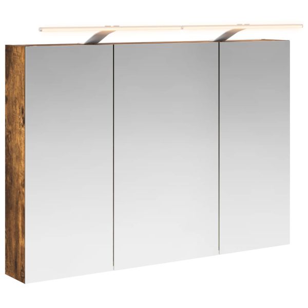 Шкаф с огледало за баня с рафт Димян дъб 100 x 14,5 x 70 см