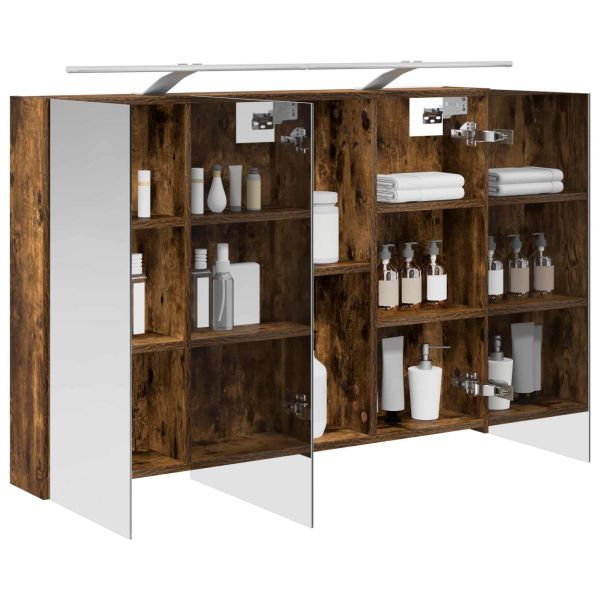 Шкаф с огледало за баня с рафт Димян дъб 100 x 14,5 x 70 см