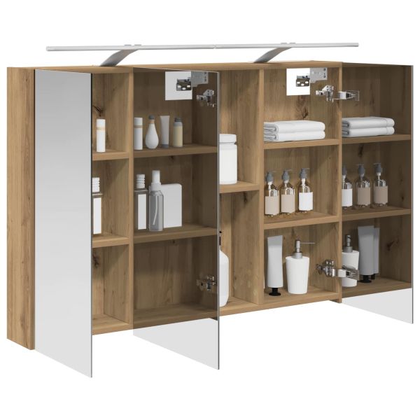 Шкаф с огледало за баня с рафт Дъб Артизан 100 x 14,5 x 70 см