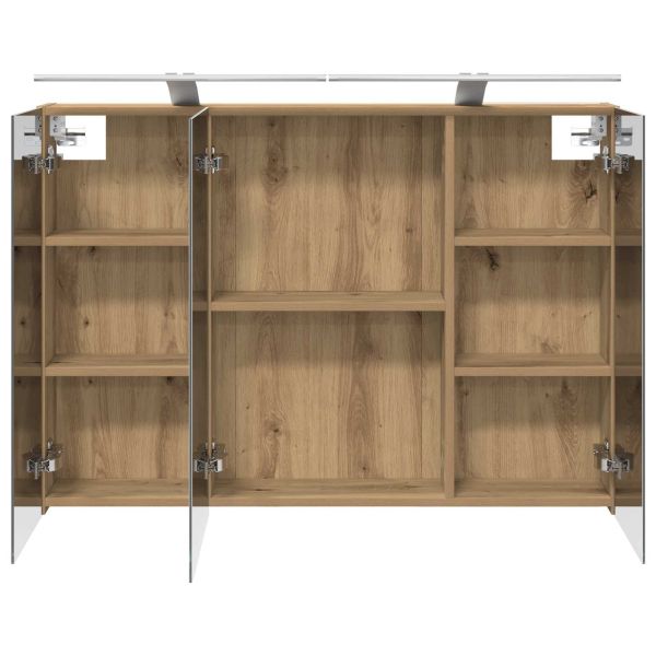 Шкаф с огледало за баня с рафт Дъб Артизан 100 x 14,5 x 70 см