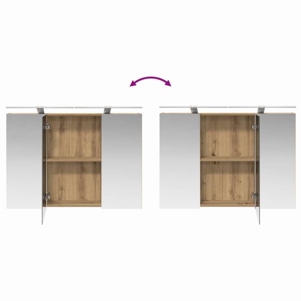 Шкаф с огледало за баня с рафт Дъб Артизан 100 x 14,5 x 70 см