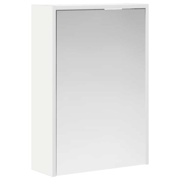 Шкаф с огледало за баня Бяло 43 x 16 x 62.5 см Инженерно дърво