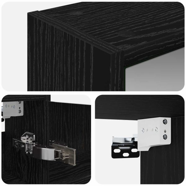 Шкаф с огледало за баня с рафт Черния дъб 43 x 16 x 62.5 см