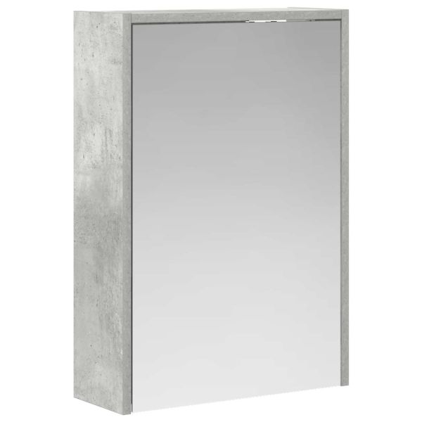 Шкаф с огледало за баня с рафт Циментено сиво 43 x 16 x 62.5 см