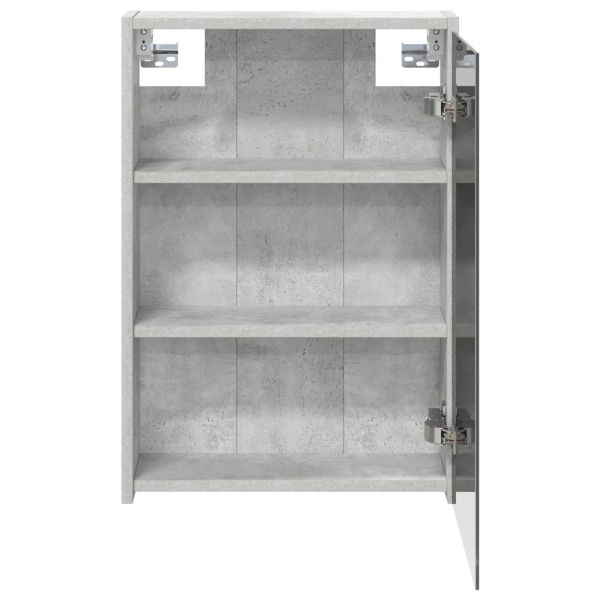 Шкаф с огледало за баня с рафт Циментено сиво 43 x 16 x 62.5 см