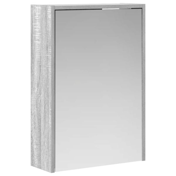 Шкаф с огледало за баня с рафт Сив Сонома 43 x 16 x 62.5 см
