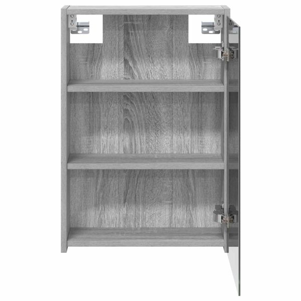 Шкаф с огледало за баня с рафт Сив Сонома 43 x 16 x 62.5 см