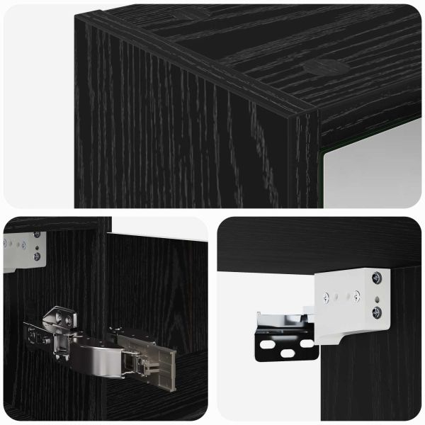 Шкаф с огледало за баня с рафт Черния дъб 43 x 16 x 62.5 см