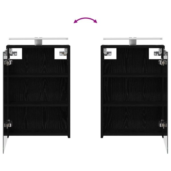 Шкаф с огледало за баня с рафт Черния дъб 43 x 16 x 62.5 см