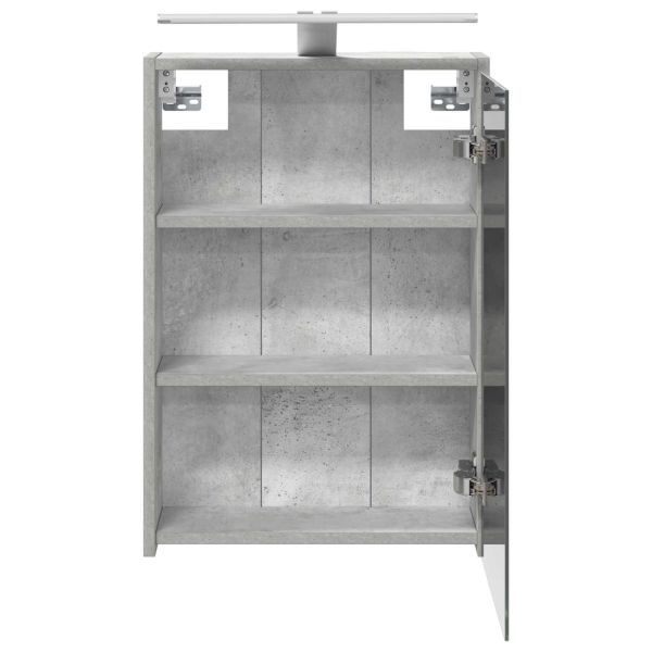 Шкаф с огледало за баня с рафт Циментено сиво 43 x 16 x 62.5 см