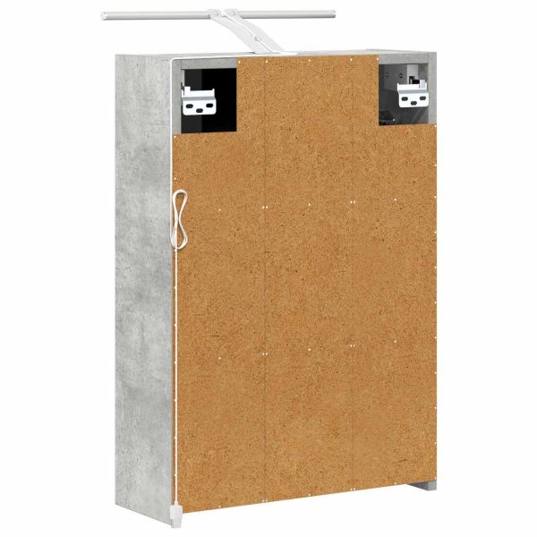 Шкаф с огледало за баня с рафт Циментено сиво 43 x 16 x 62.5 см