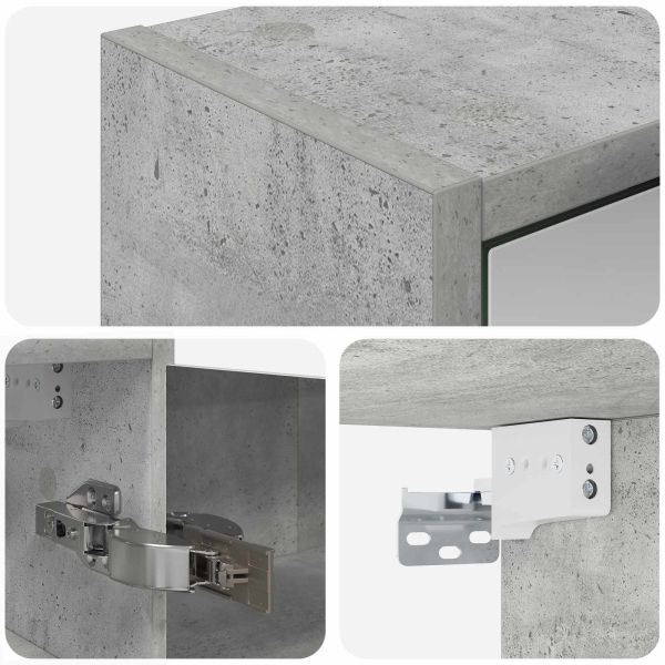 Шкаф с огледало за баня с рафт Циментено сиво 43 x 16 x 62.5 см