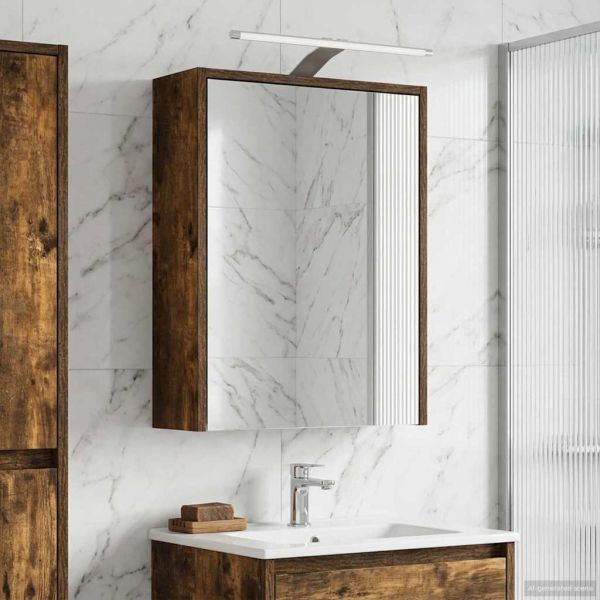 Шкаф с огледало за баня с рафт Димян дъб 43 x 16 x 62.5 см