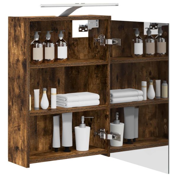 Шкаф с огледало за баня с рафт Димян дъб 43 x 16 x 62.5 см