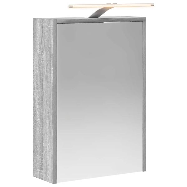 Шкаф с огледало за баня с рафт Сив Сонома 43 x 16 x 62.5 см