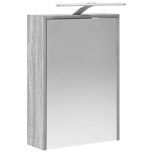 Шкаф с огледало за баня с рафт Сив Сонома 43 x 16 x 62.5 см