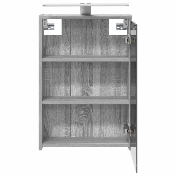 Шкаф с огледало за баня с рафт Сив Сонома 43 x 16 x 62.5 см