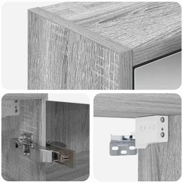 Шкаф с огледало за баня с рафт Сив Сонома 43 x 16 x 62.5 см