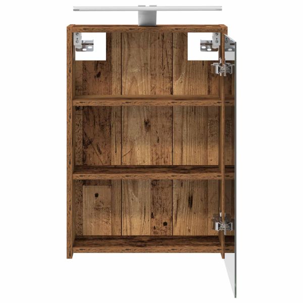 Шкаф с огледало за баня с рафт Старо дърво 43 x 16 x 62.5 см