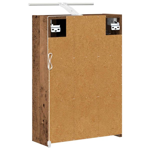 Шкаф с огледало за баня с рафт Старо дърво 43 x 16 x 62.5 см