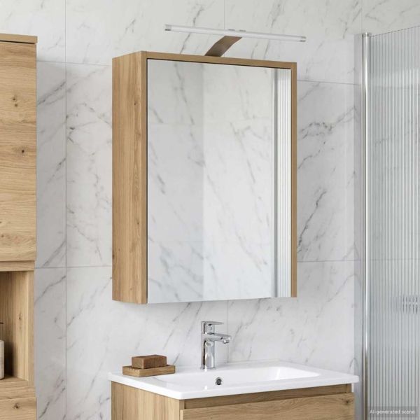 Шкаф с огледало за баня с рафт Дъб Артизан 43 x 16 x 62.5 см