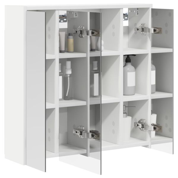 Шкаф с огледало за баня Бяло 63,5 x 16 x 62,5 см