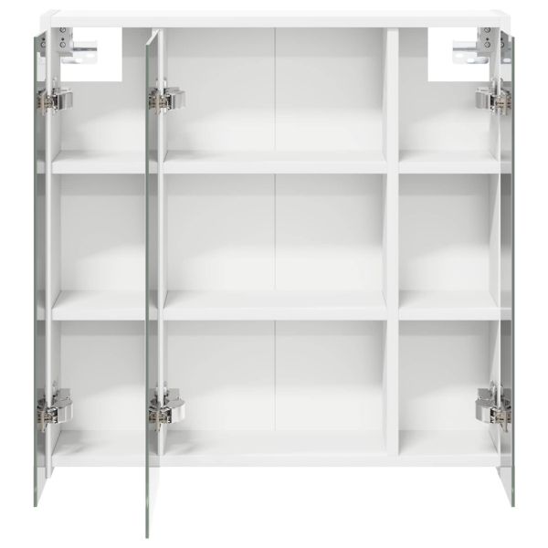 Шкаф с огледало за баня Бяло 63,5 x 16 x 62,5 см