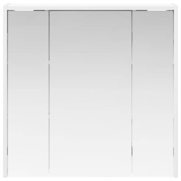 Шкаф с огледало за баня Бяло 63,5 x 16 x 62,5 см