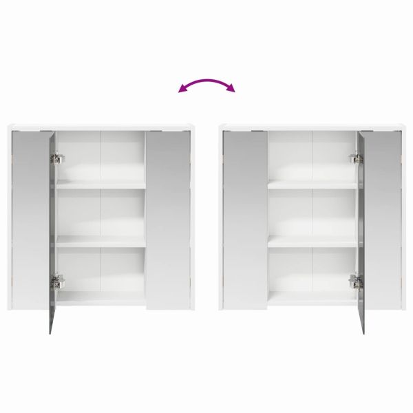 Шкаф с огледало за баня Бяло 63,5 x 16 x 62,5 см