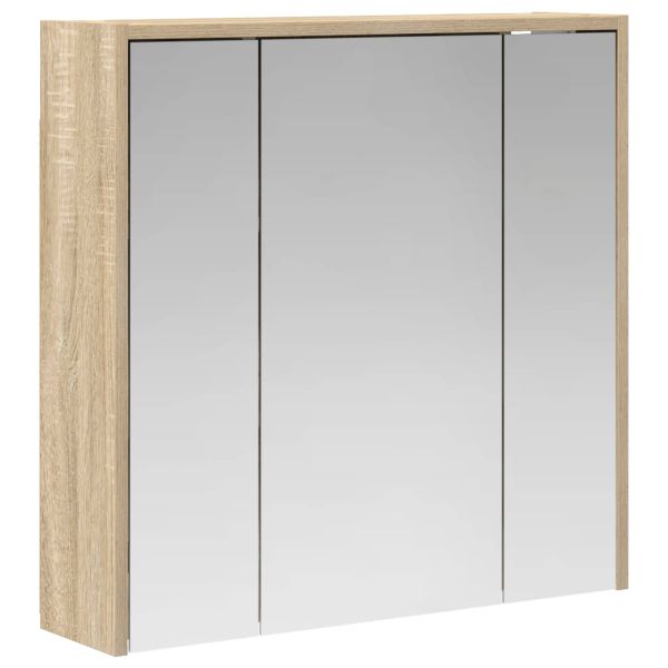 Шкаф с огледало за баня Сонома дъб 63,5 x 16 x 62,5 см