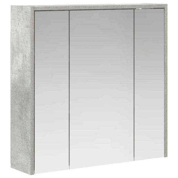 Шкаф с огледало за баня Циментено сиво 63,5 x 16 x 62,5 см