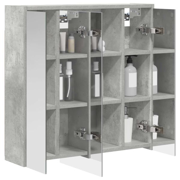 Шкаф с огледало за баня Циментено сиво 63,5 x 16 x 62,5 см