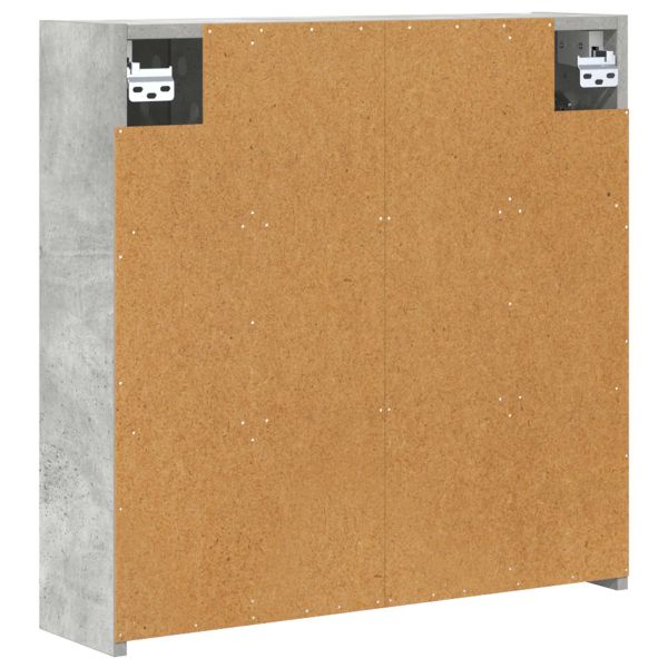 Шкаф с огледало за баня Циментено сиво 63,5 x 16 x 62,5 см