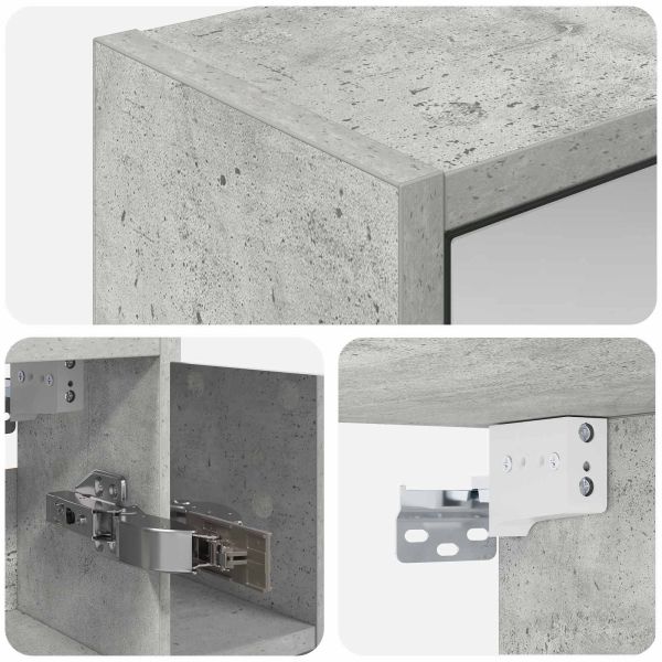 Шкаф с огледало за баня Циментено сиво 63,5 x 16 x 62,5 см