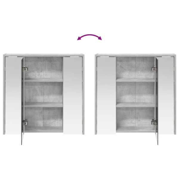 Шкаф с огледало за баня Циментено сиво 63,5 x 16 x 62,5 см